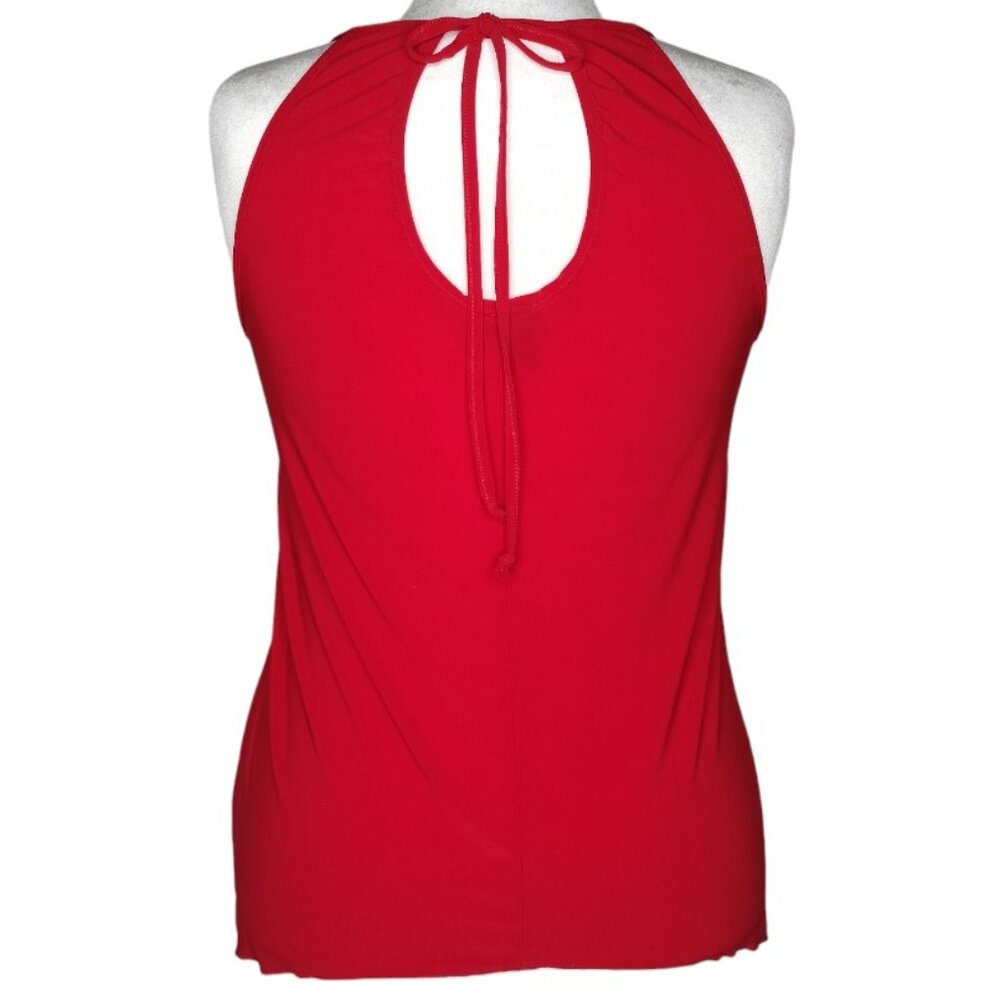 Venus Women's Size XL Red Sleeveless Ruffle Halter Top - Picture 2 of 5